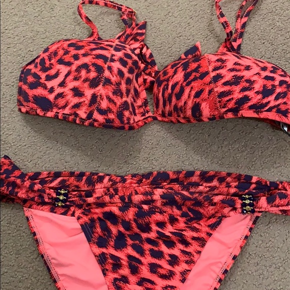 Despi Other - NWT- pink and blue leopard bikini